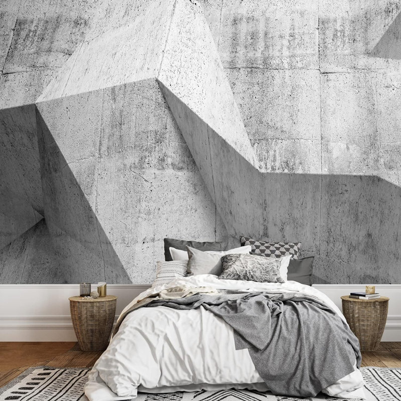 3D Effect Concrete Architecture Pattern Abstract ShapesWallpaper Murals, 100" L x 144" W