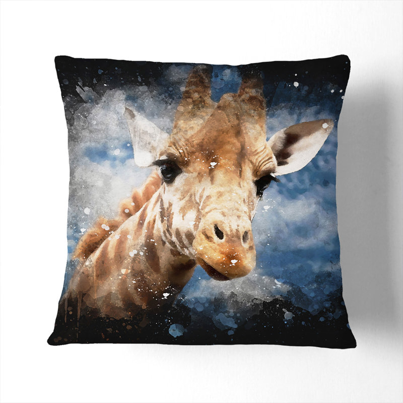 Giraffe Vol.2 Square Throw Cushion, 55cm H x 55cm W x 20cm D, Black