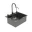 DeerValley 55×45 cm Stainless Steel Drop-In Sink with Faucets, Pop-Up Strainer & Drainer Basket, Nano Black