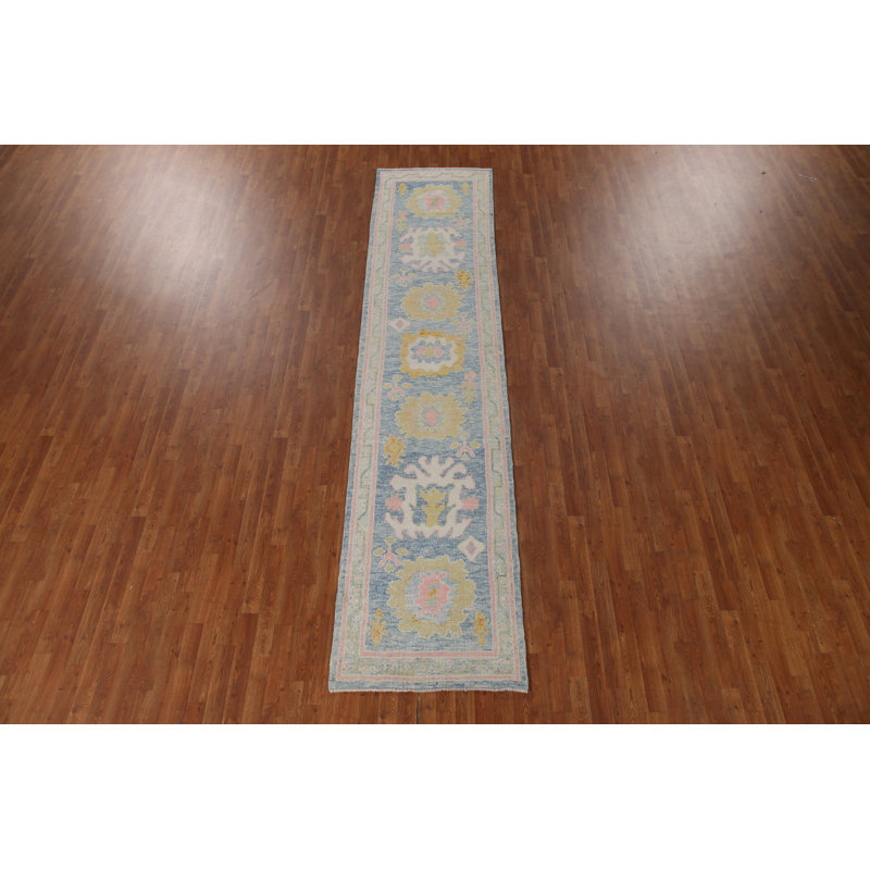 Vegetable Dye Oushak Turkish Runner Rug 13