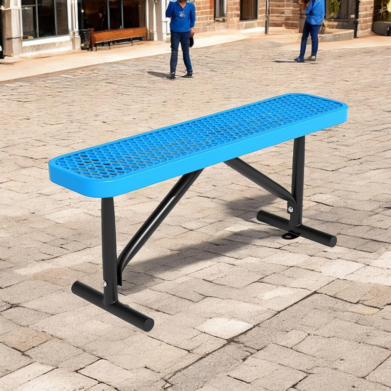Banc de parc extérieur 4 pi, banc en acier robuste sans dossier, ...