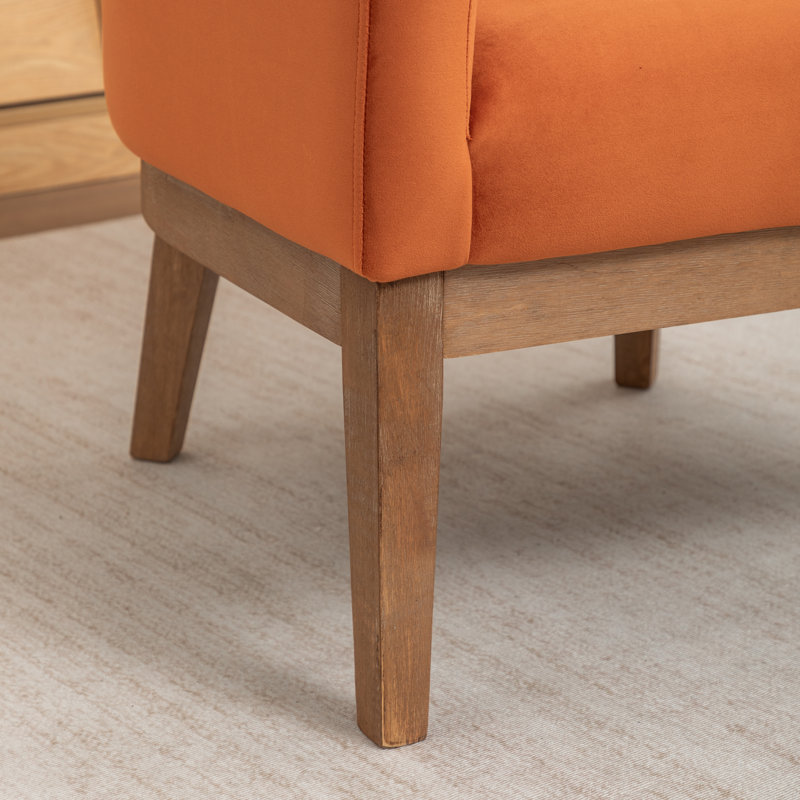 Fauteuil avec pieds en bois massif, Orange