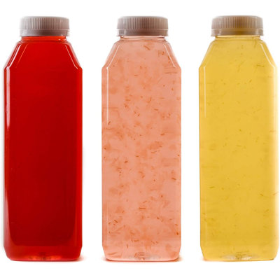 Ecoquality 12Oz Clear Plastic Juice Bottles With Caps - For Juices, Milk, Smoothies, Picnic, And Meal Prep (10)