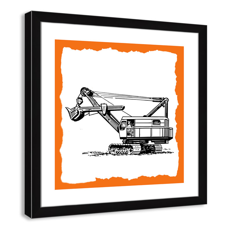 Avertissement 3 enfants, impression sur papier, H 24,5 po x l 24,5 po x P 0,63 po, Cadre noir