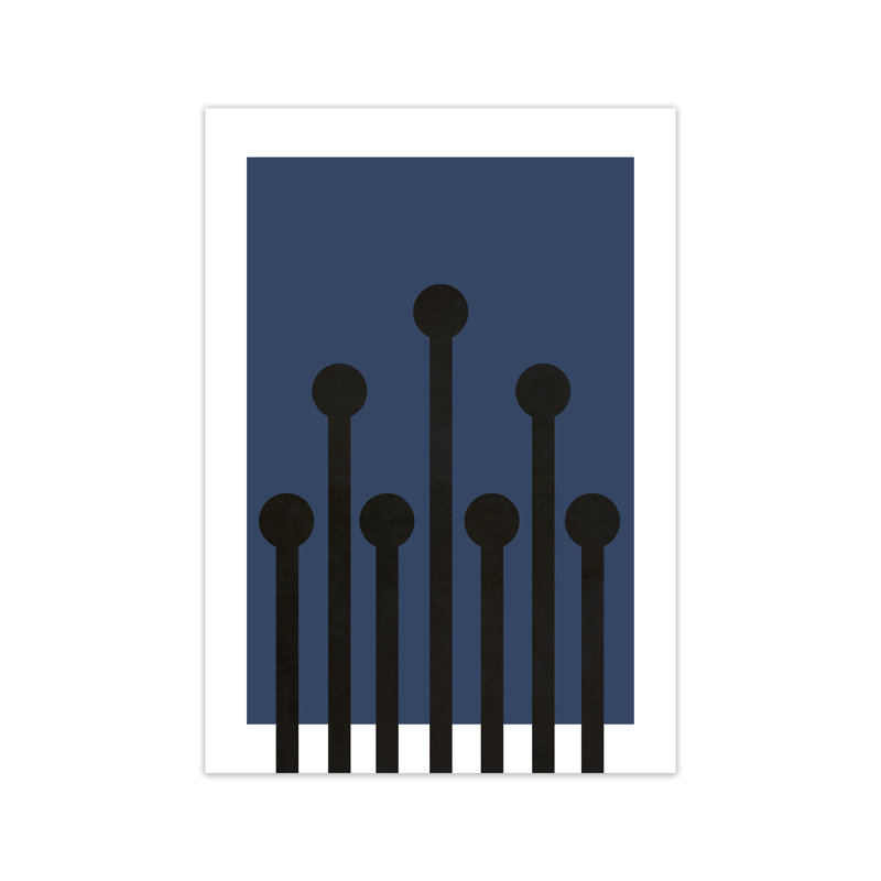 Black And Blue Scandinavian Art - Print, Unframed, 42cm H x 30cm W x 1cm D