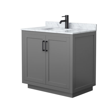 Ensemble de meuble-lavabo simple 36 po avec plateau en marbre Miranda
