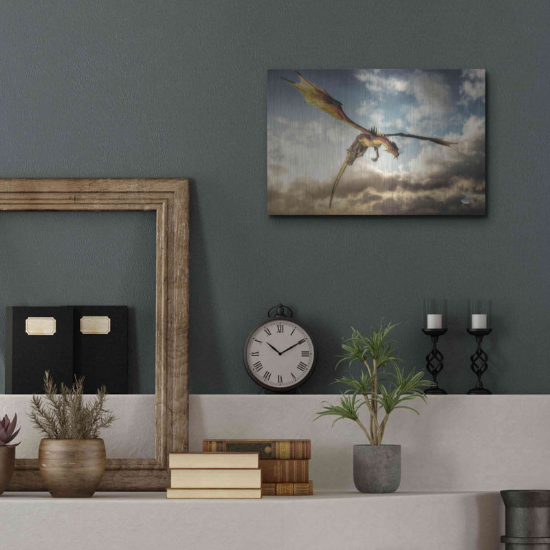 Trinx «Flying Dragon Mort From Above» par Daniel Eskridge, art mural en métal, H 12 po x l 16 po
