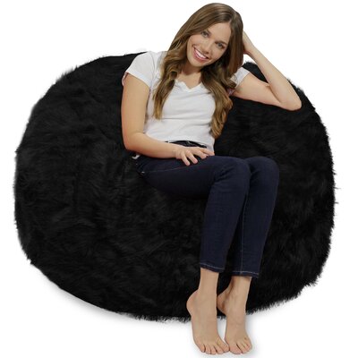 Bean Bag Chair - Giant Faux Fur Classic Memory Foam filled Furniture Bean Bag Pouf for Lounging, Reading, Gaming and Watching TV for Adults - Big Sofa -  Chill Sack, WAY-4DM-LF061