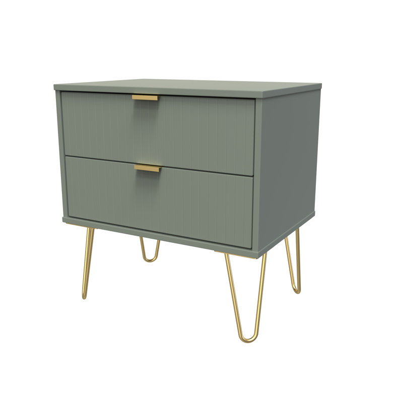 Baudelia 58cm W Manufactured Wood Bedside Table, Green