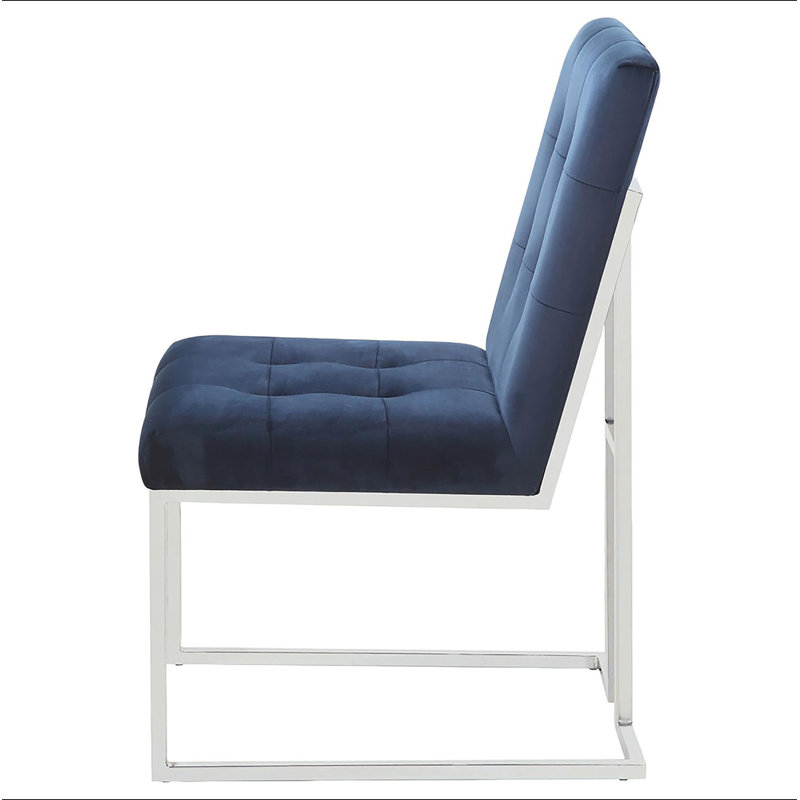 Ensemble de chaises bleues et chromées à dossier capitonné (ensemble de 2)