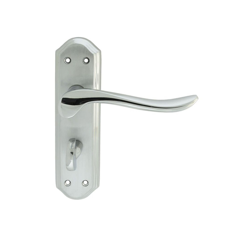 Lytham Bathroom Door Handle, Polished Chrome/Satin Chrome