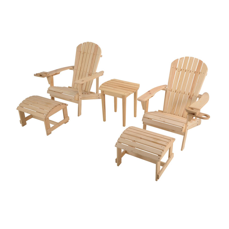 Castanea Pine Outdoor Adirondack Set, Natural