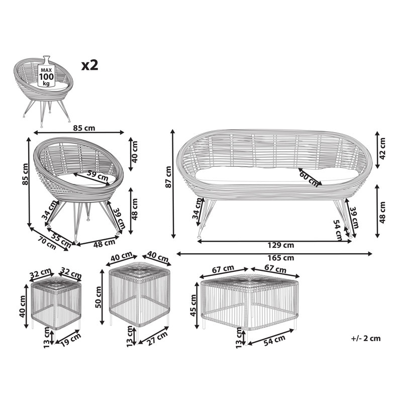 MARATEA/CESENATICO 4 - Person Garden Lounge Set with Cushions