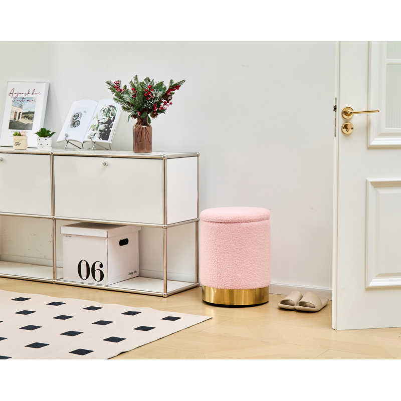Upholstered Pouf, Pink