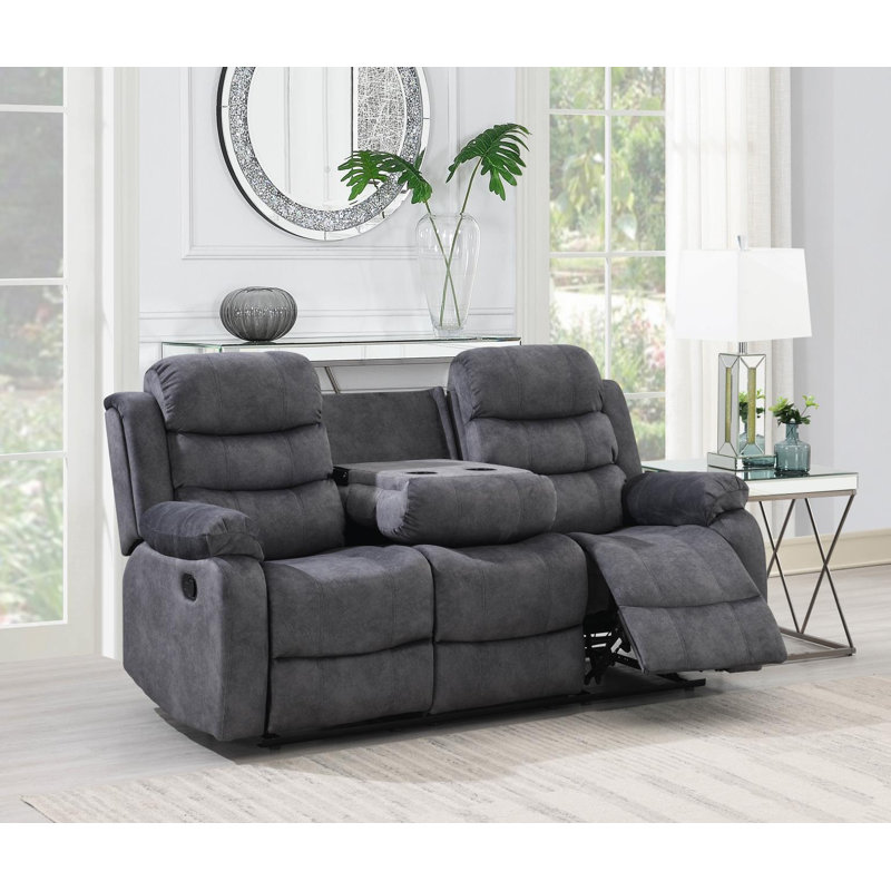 Upholstered Home Theater Seating with Cup Holder