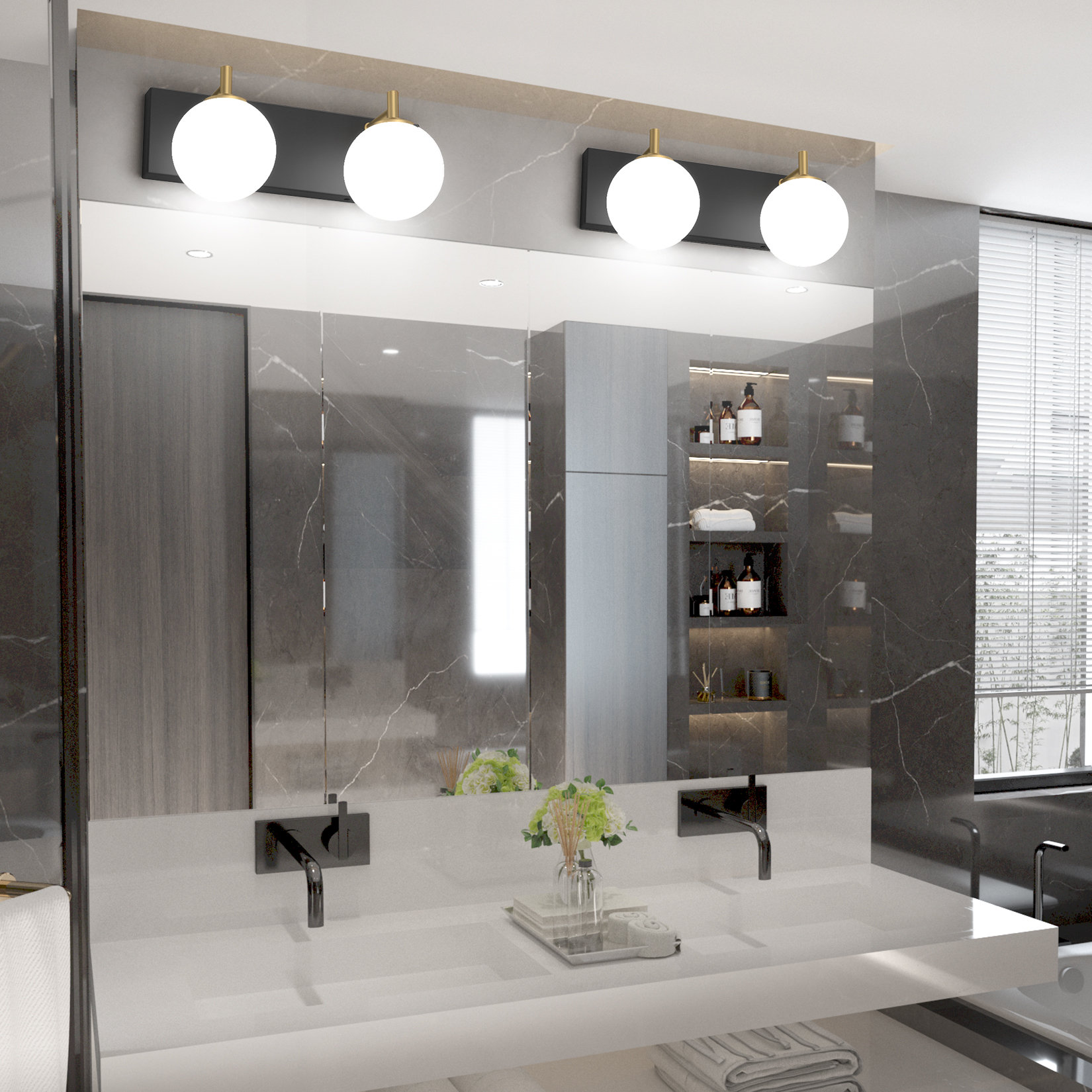 satellit røg Det Corrigan Studio® Mid Century Modern Vanity Light 4 Lights Milky Glass Modern  Bathroom Light Fixtures Over Mirror & Reviews | Wayfair