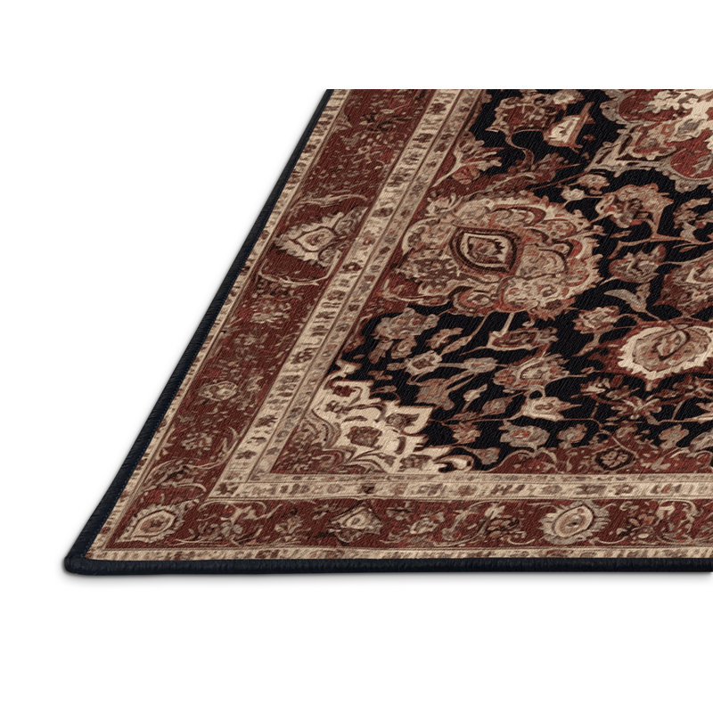 Machine Washable Persian Brown Area Rug, Rectangle 4' x 6'