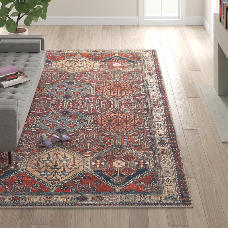 Kemmer Oriental Machine Woven Cotton/Polyester Area Rug, Rectangle 5' x 7'6"