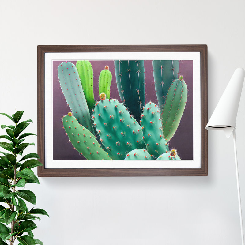 XH1022-10305X Wonderful Cactus - Single Picture Frame Print, 25cm H x 34cm W x 2cm D, Walnut Framed