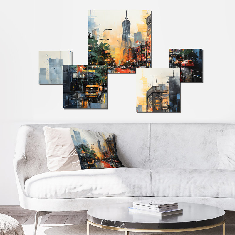 «Houston City Sunset Dream II», ensemble d'art mural carré de Houston