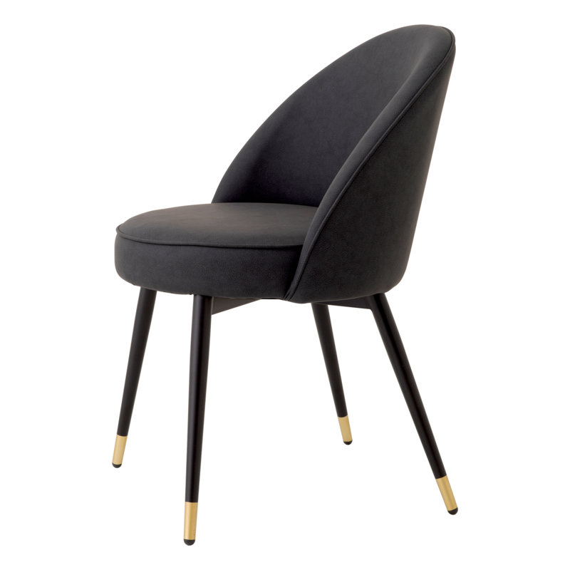 Cooper Upholstered Dining Chair, Black/Brass/Gray