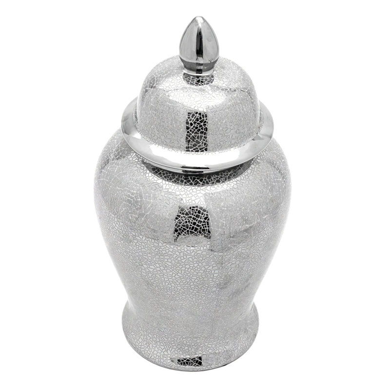 Timeless Chinese Temple Jar, Silver, 18"