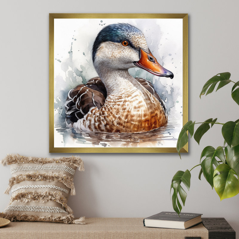 Magnifique, canard mâle I, reproduction d'art sur toile, H 36 po x l 36 po x P 1,5 po, Encadrement doré