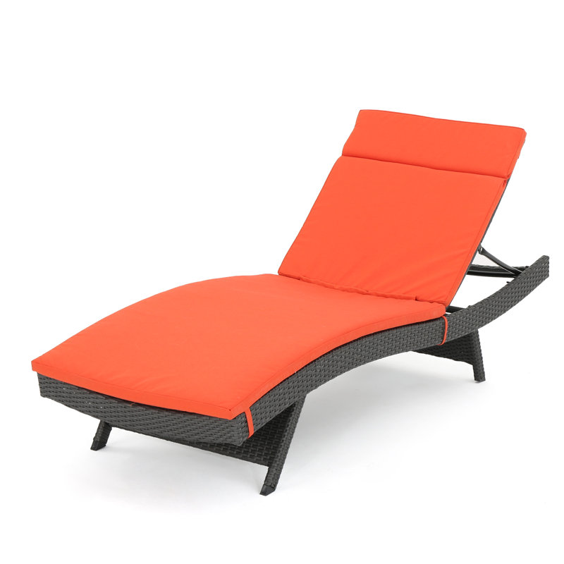 Ensemble de chaises longues inclinables 79,25 po Blaise, Orange (cadre gris)
