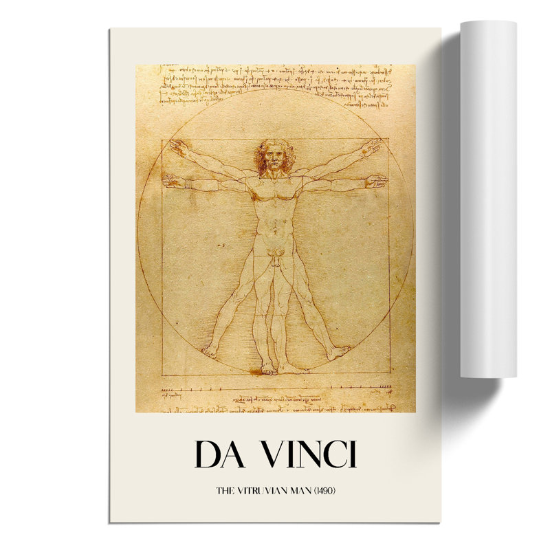 Vitruvian Man Vol.1 by Leonardo Da Vinci - No Frame Print, 30cm H x 21cm W x 0.1cm D