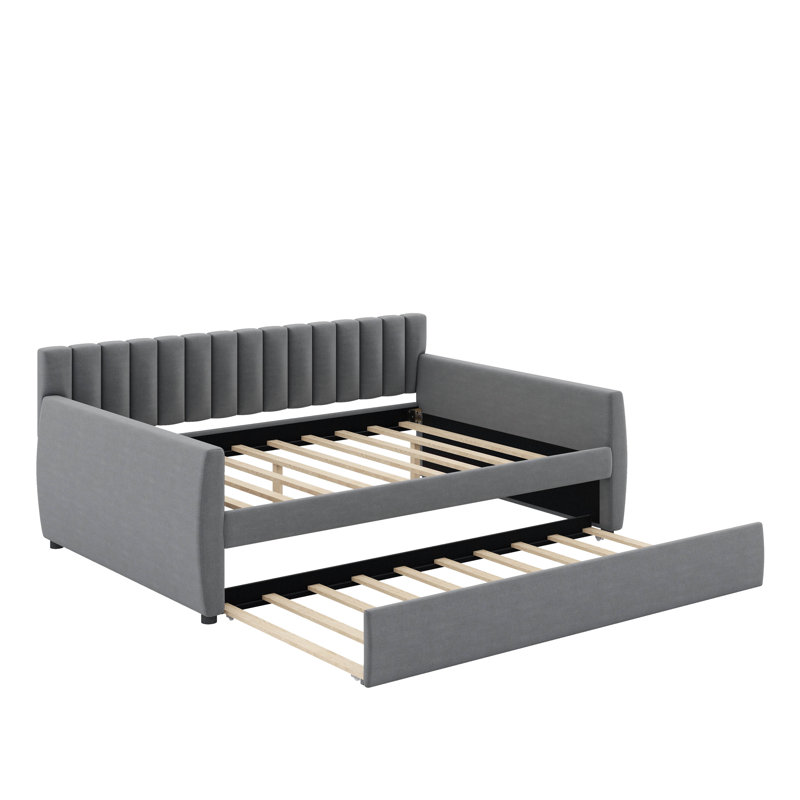 Lit de jour double avec lit gigogne, Gris