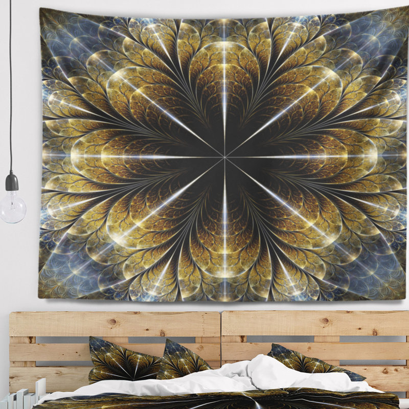 Tapisserie fleur abstraite à fleur symétrique, H 68 po x l 80 po