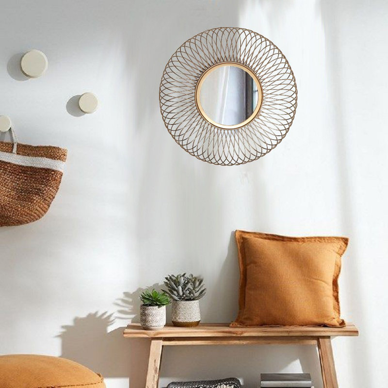 Fairweather Metal Flat Wall Mirror, Gold, 54cm H x 54cm W