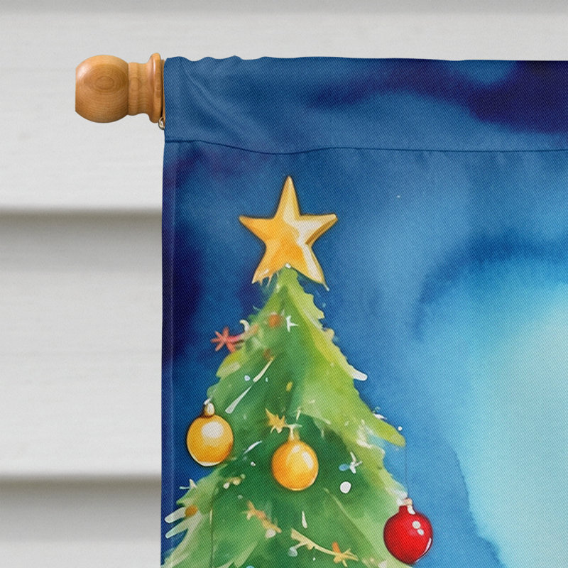 Drapeau de Noël maison de renne, Lévrier afghan
