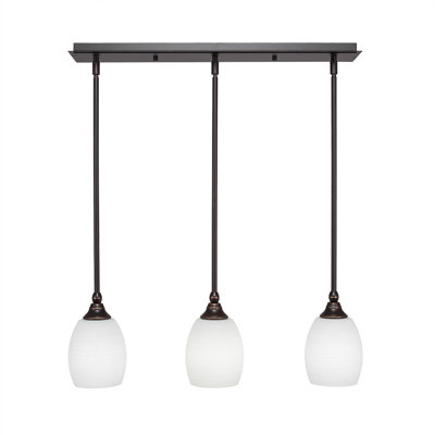 Luminaire suspendu linéaire sur pied 3 lumières avec verre en lin blanc de 5 po