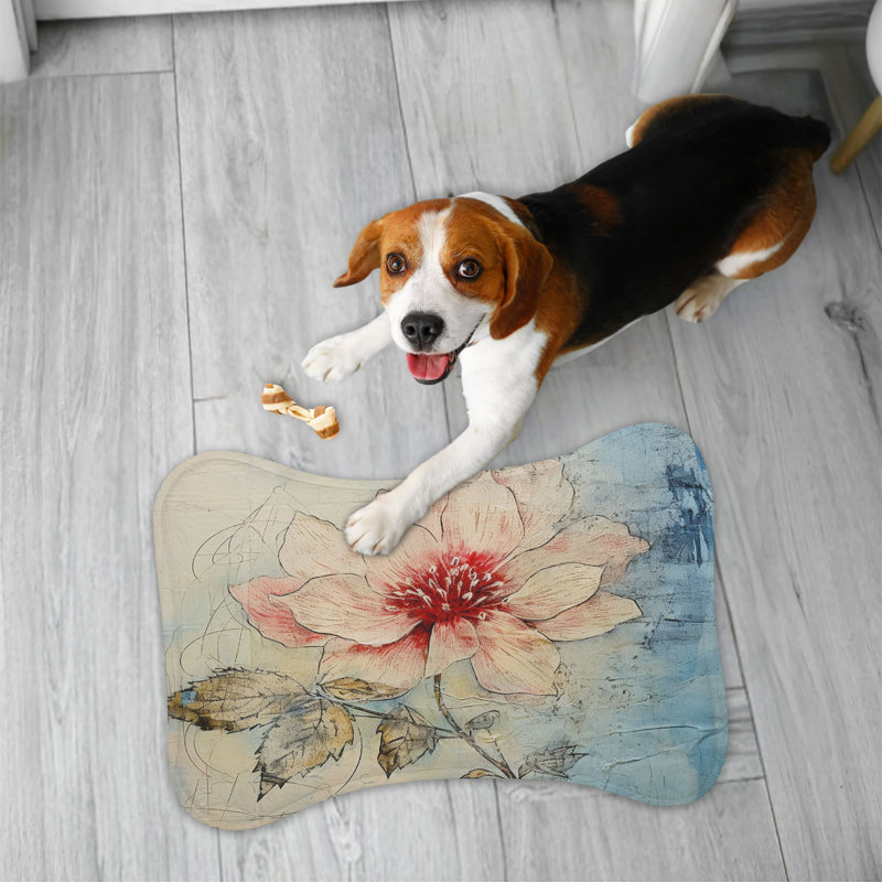 Weathered Blooms - 1 Piece Bone Shape Feeding Mat