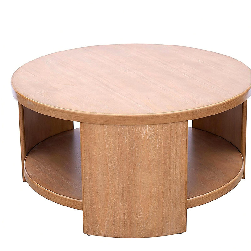 Table basse circulaire avec base, Natural, Natural, Wood