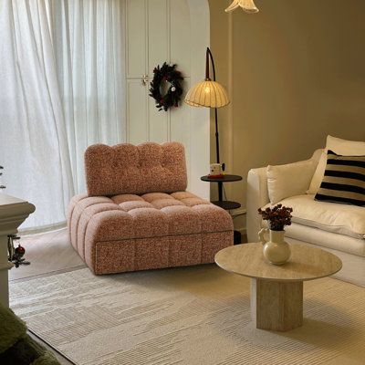 Modern Chenille Single Sofa Bed With Pull-out Design — Compact Convertible Sleeper Chair For Small Spaces