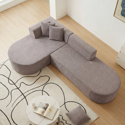 Comfortable Modular Sofas, Camel Fabric, Contemporary L-shaped For Home