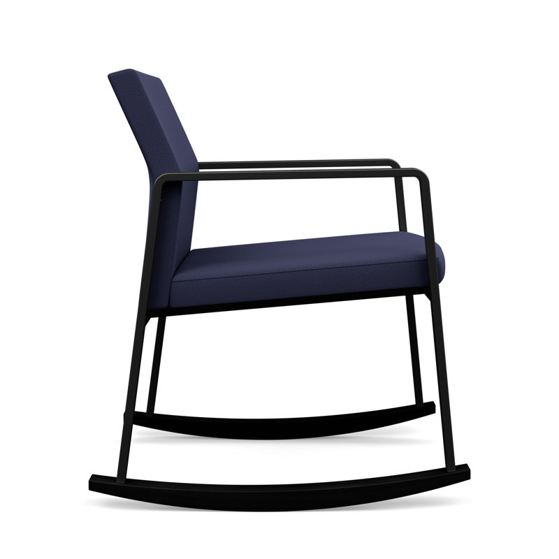 Chaise berçante Gansett, Noir, Portes ouvertes en tissu bleu marine