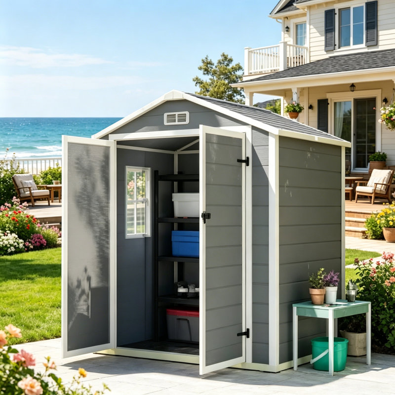 Remises verrouillables avec rangement, polypropylène aluminium, cour de ferme