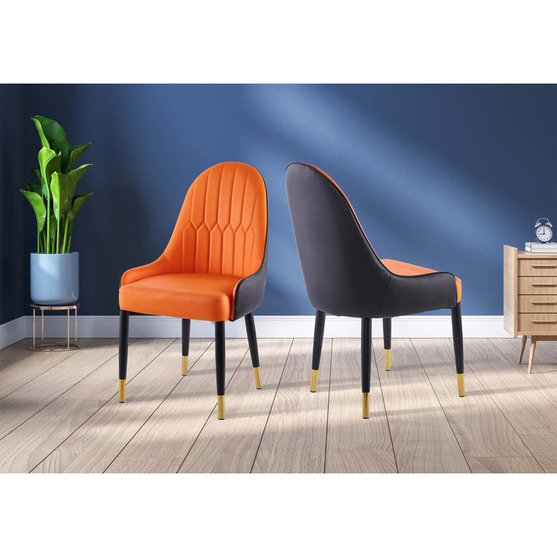 Ensemble de 2 chaises de salle à manger rembourrées Houssam, Orange