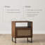Table de chevet avec rangement, table de bout décorative en rotin, tablette réglable, conception compacte pour les petits espaces