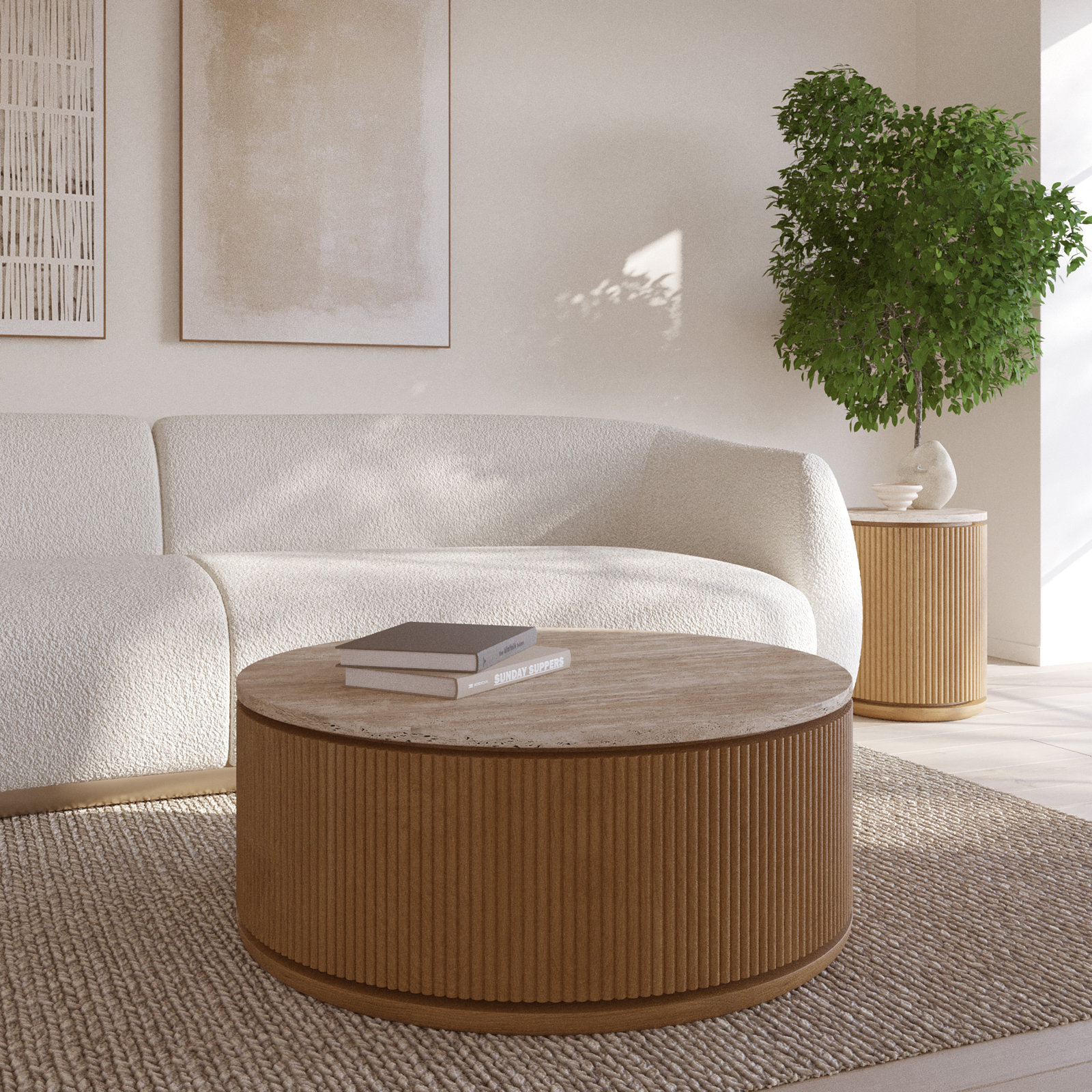 Aster 36" Stone Coffee Table