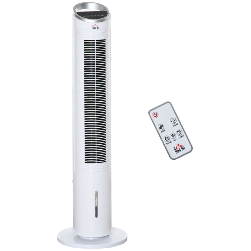 Refroidisseur d'air portatif HOMcom, unité d'humidificateur à climatiseur avec ventilateur à 3 modes, 3 vitesses, télécommande, minuterie, oscillant pour chambre à coucher silencieuse
