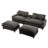 111" Sectional Sofa Chenille Upholstered Sofa with Two Removable Ottoman, Two USB Ports, Two Cup Holders and Large Storage Box for Living Room-1069731571
