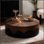 Table basse ronde fabriquée à la main avec une véritable texture d'écorce et un piédestal robuste pour un décor de salon élégant-613039085