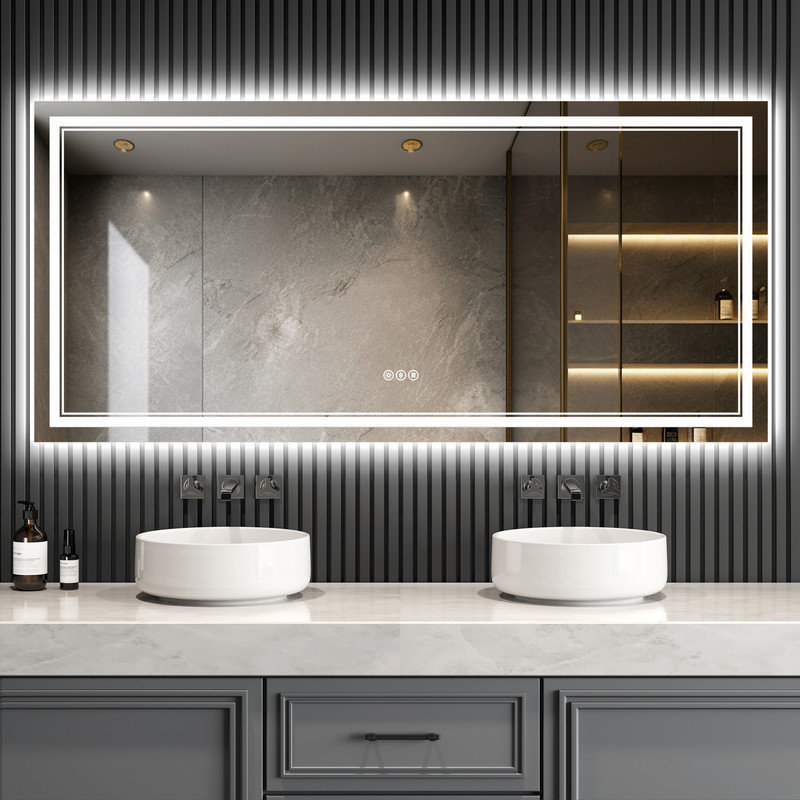 Miroir de salle de bain sans cadre Harana, 28 po x 60 po
