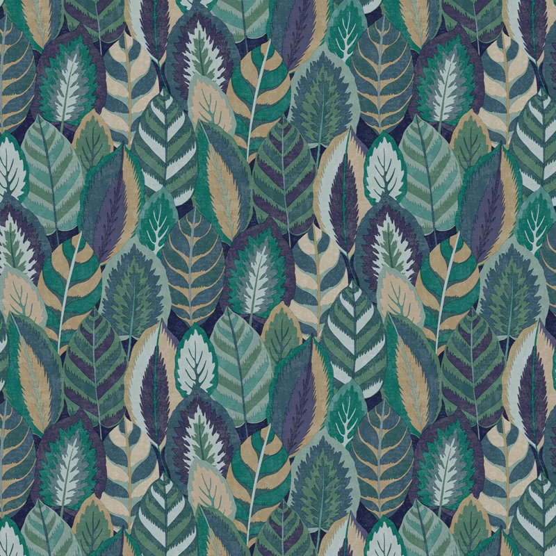 Sublime Arty Leaves Blue 10m x 52cm Matte Wallpaper Roll