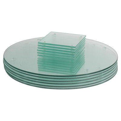 Harbour Housewares - 12pc Round Glass Placemats & Square Coasters Set - 30cm