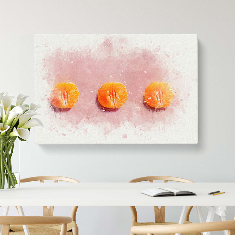 Oranges On Pink In Abstract - Wrapped Canvas, 50cm H x 76cm W x 3cm D